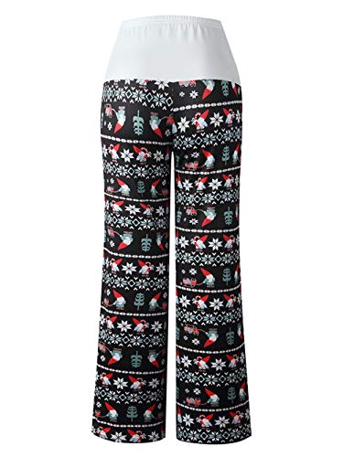 Image of iChunhua Women's Comfy Stretch Floral Print Drawstring Palazzo Wide Leg Lounge Pant