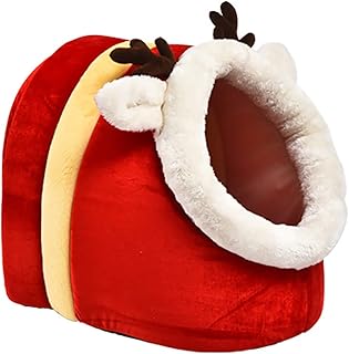 Luxury Christmas Cat Bed Cat House with Antler Soft Lovely Cute Kennel Puppy Cushion Winter Warm Large Beds New Pet Products Plush Cat House (Small)