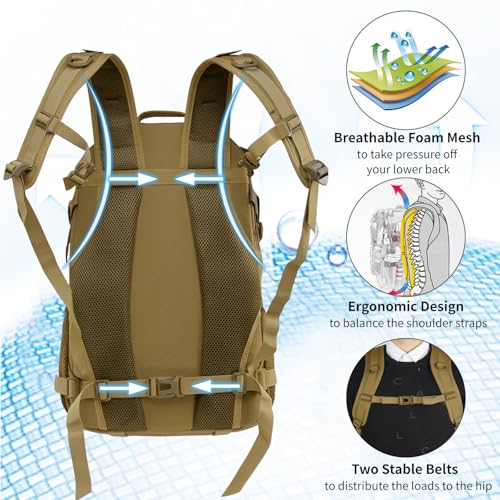 Image of Tactical Backpack for Men Molle Military Rucksack Pack Waterproof Daypack