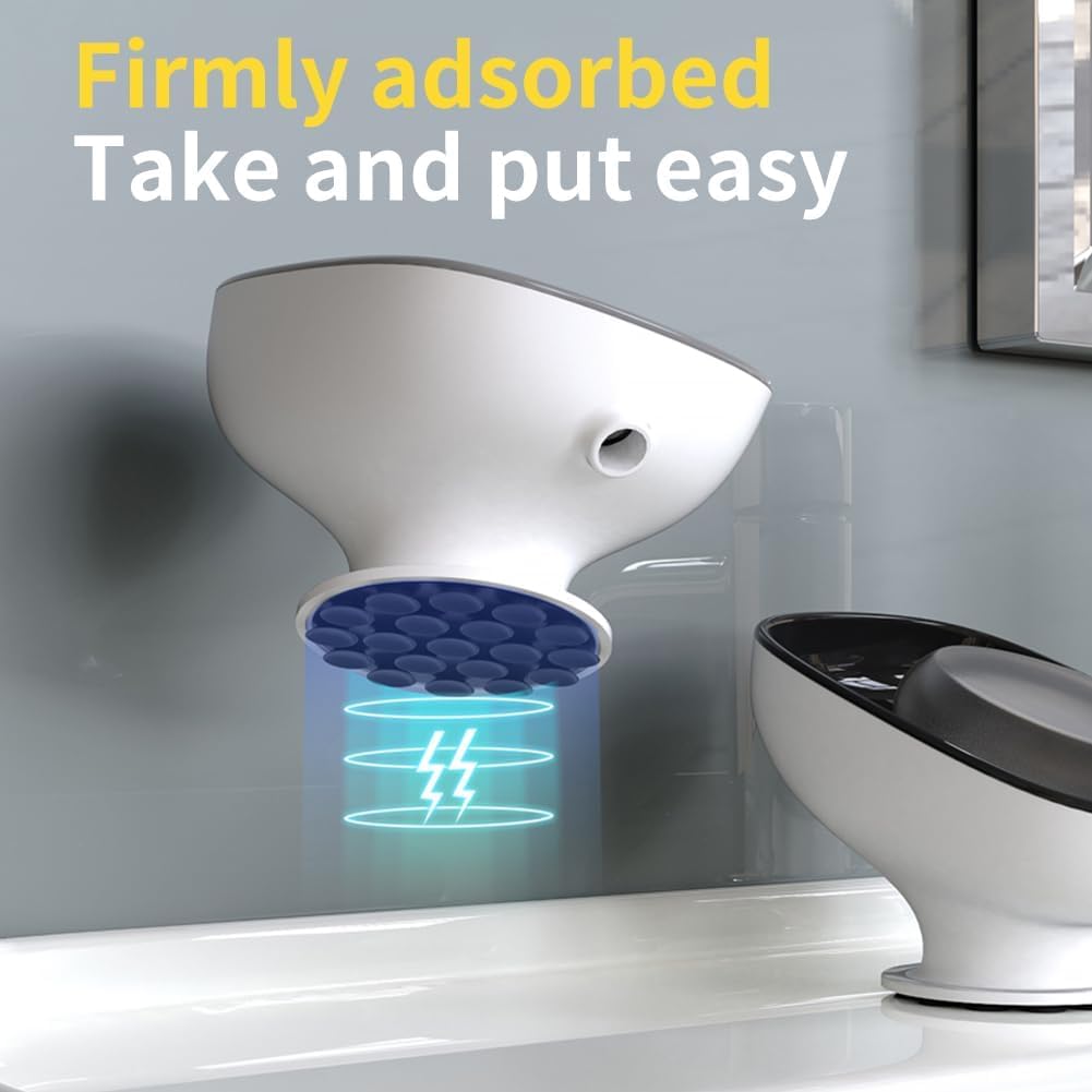 2 stuks zeepbakjes van kunststof met drainage voor badkamer en douche, houdt de zeep droog, wit en blauw (vierkant