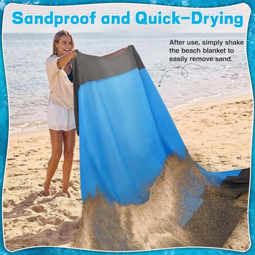 Stranddecke Sandfrei Strandtuch XXL 210x200 cm - Sandfreie & Sandfeste Strandmatte für Strand, Camping, Picknick oder Reise - Perfekt für Beach, Picknickdecke und Outdoor-Aktivitäten - Leicht (Blau)
