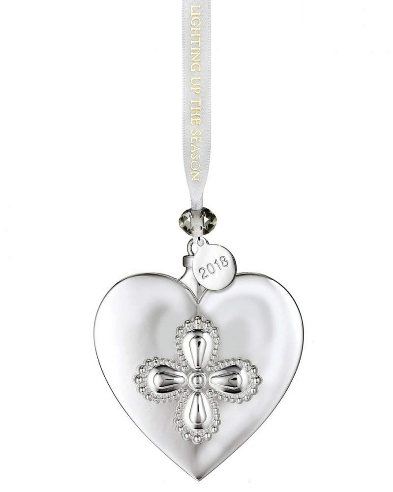Waterford White,Silver Silver Heart Tree Ornament.