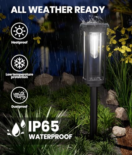 Image of NEWMESSI Solar Pathway Lights Outdoor, IP65 Waterproof Solar Garden Lights for Outside Lighting, Yard Path Lawn Walkway Driveway Landscape (Round Cool White, 8 Pack)