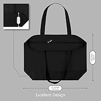 Vista 5 de TOPDesign Paquete de 1 bolsa de lona con bolsillo externo, bolsa de compras reutilizable para comestibles, cierre de cremallera superior, artículos
