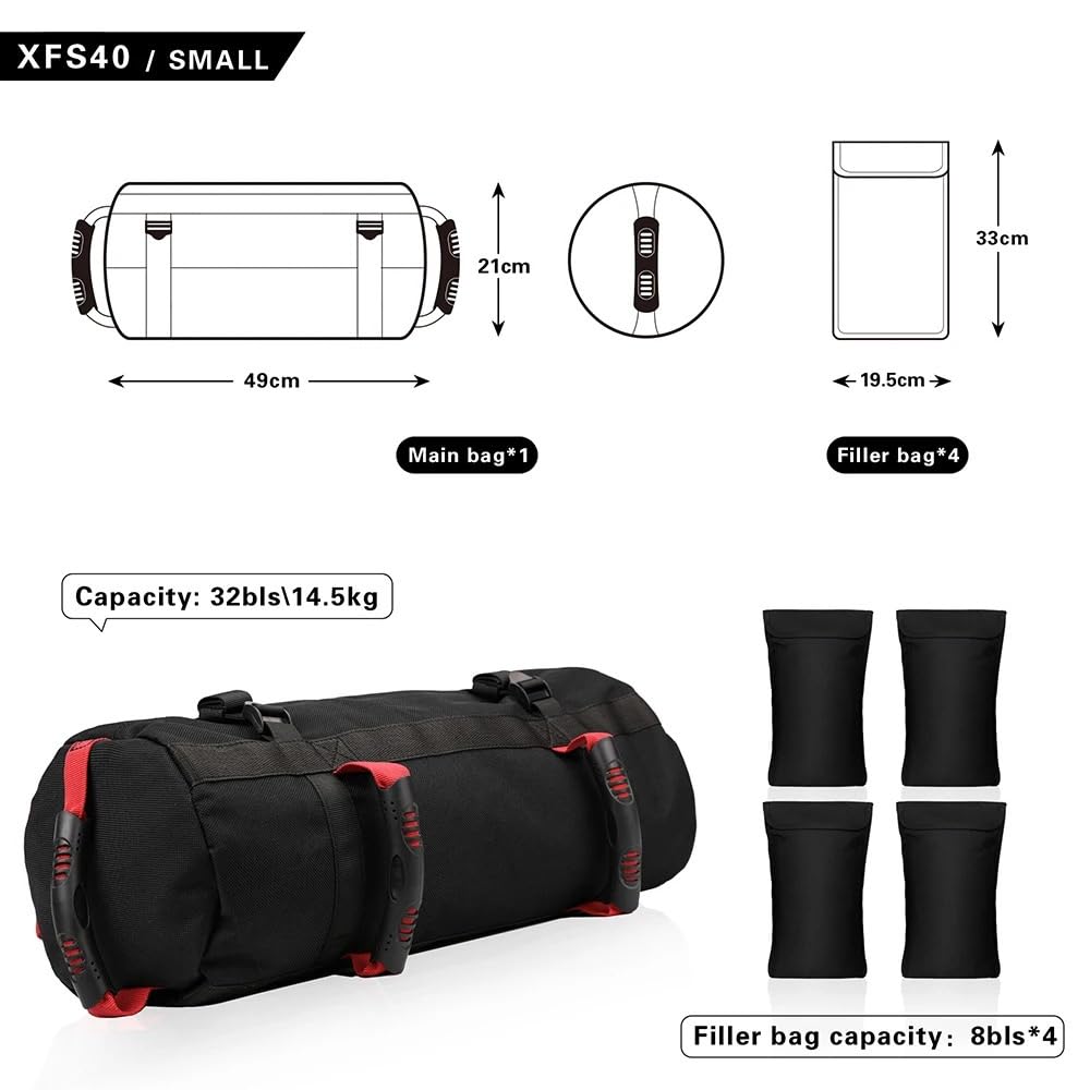 Saco Bulgaro,Fitness Saco de Arena Bolsa de arena for entrenamiento de levantamiento de pesas, tela Oxford ajustable, bolsa de arena rellenable de alta resistencia, mancuernas, equipo de Fitness for e