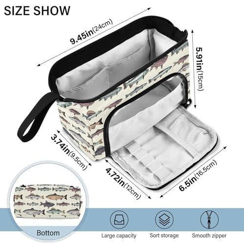 Image of Fisyme Vintage Fish Pencil Case Large Capacity Pen Bag Box Big Makeup Pouch Organizer