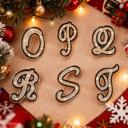 Image of Letter Brooches and Pins for Women A-Z Initial Brooch Pins for Socks Backpacks Crafts Fashion Crystal Rhinestone Initial Pins Trendy Custom Jewelry for Men Women