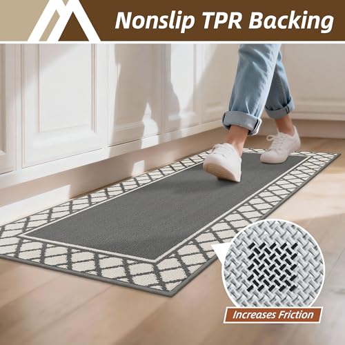 COSY HOMEER Absorbent Kitchen Runner Rug Mats 2 Pieces, 50x76cm+50x122cm, Extra Nonslip TPR Backed Carpet Rugs for Kitchen, Soft Standing & Machine Washable, Vacuum Cleaner Available No Curling, Grey - Image 6