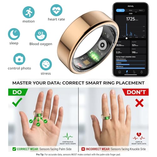 Image of Smart Ring for Women, Health Tracker & 5ATM, COLMI R02. (Rose Gold, 9#)