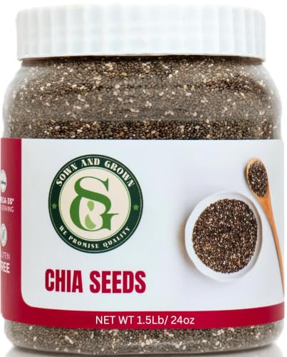 Sown-and-Grown Raw Chia Seeds- 1.5 lb | Chia Seed with Omega-3, Non-GMO, Gluten-Free, Keto Diet Friendly, Vegan, Good Source of Fiber