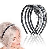 Rhinestone Headband for Women 4 Pcs Christmas Crystal Headband with Teeth Glitter Sparkly Rhinestone Hairband Bling Diamond Headwear Non Slip Hair Band Hair Accessories for Birthday Holiday Wedding