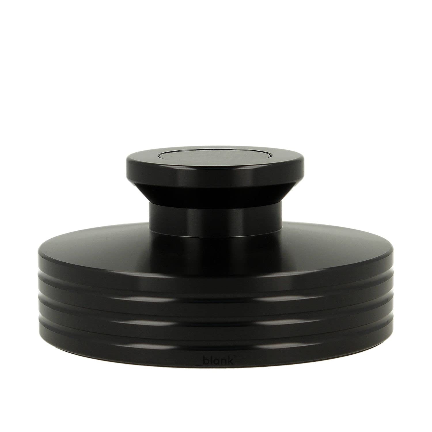 _blank #023bk | Stabilizzatore per Giradischi | Superficie di Supporto in Fibra di Carbonio e Inserto per Impugnatura | Peso del Disco | Alluminio | Nero | Peso del Supporto 335g