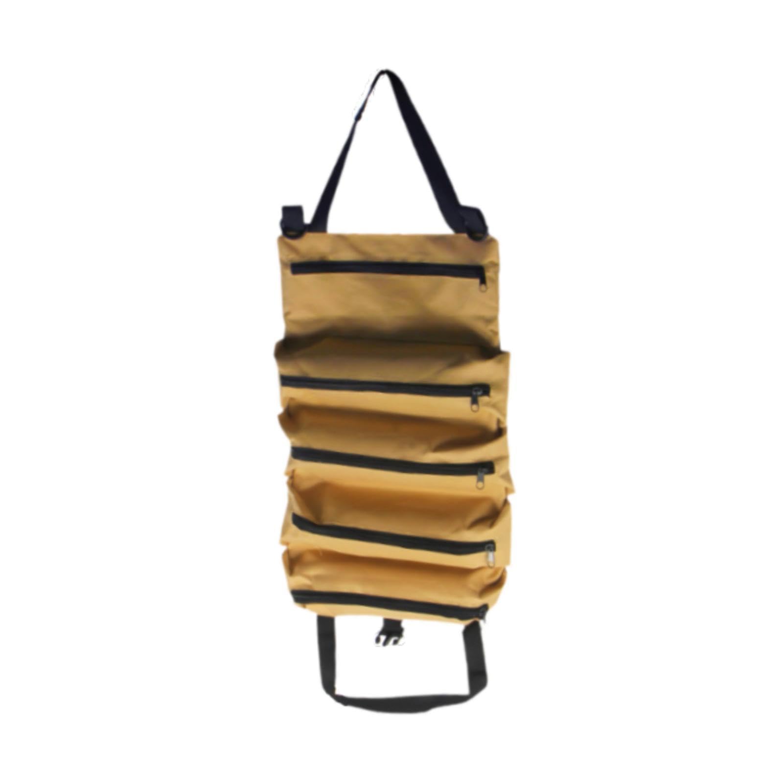 Generic Tool Storage Bag Roll Up Case for Electricians and Carpenters with Multiple Pockets Khaki