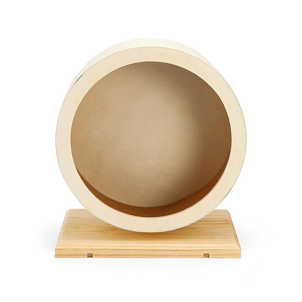 Hamster Wheel Pet Toys Pet Supplies Natural Wood Silent Running Hamster Roller Wheel Rotatory Jogging Exercise Cage (Medium)