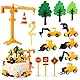 Bagger Kindergeburtstag Deko 2 jahre, 23 Stück Baustelle Tortendeko , Kunststoff Baustellenfahrzeuge Verkehrsschilder für 2. Geburtstag Junge Mädchen Kinder