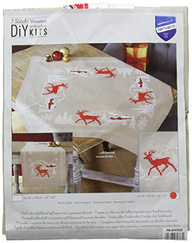 Vervaco Tablecloth Norwegian Winter, Cotton Blend, Assorted, 31 x 6.5 x 37 cm