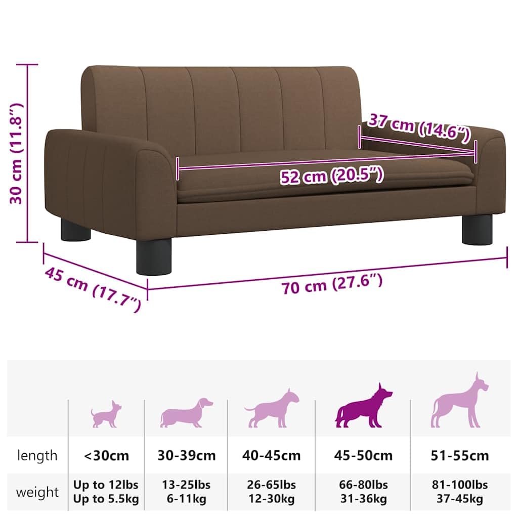 Cuccia per cani marrone, 70 x 45 x 30 cm, in tessuto con morbida schiuma, telaio in legno di pino antiscivolo, comodo divano per cani per cuccioli, anziani, soggiorno, camera da letto, posto