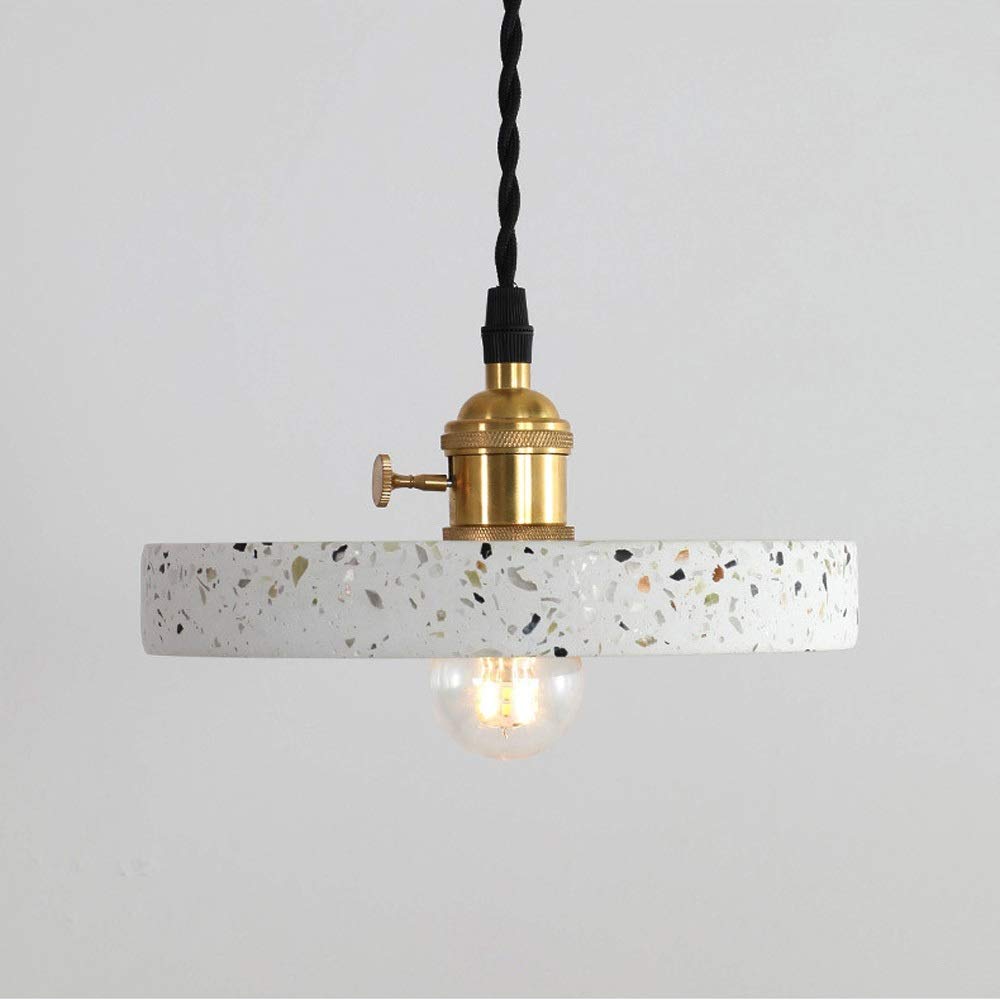 Minimalist Geometric Bedroom Bedside Pendant Light, Colorful Matt Terrazzo Light Shade Copper Ceiling Hanging Lamp, Nordic Kitchen Island Dining Room Suspension Lights, E-Colorful-DIA-21CM