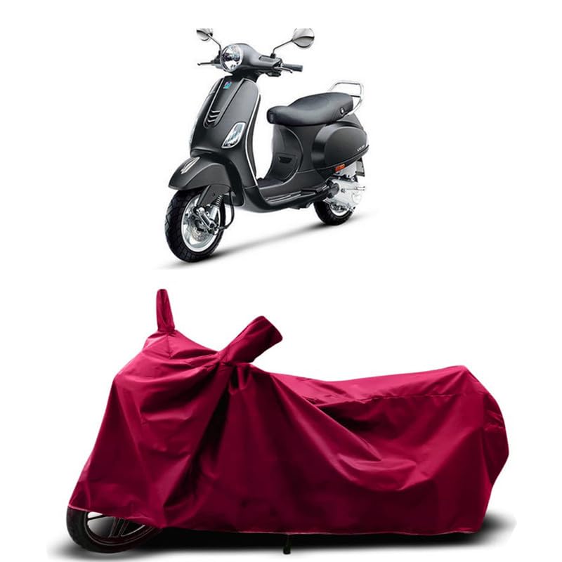 Image of DUFFEL-Two Wheeler Bike Cover Compatible for Vespa Vxl 125 Bs6 Heat Protectio /UV-Rays /Birds Dropping /DustProof /Waterproof Indoor Outdoor and Parking Full Protection All Variants [MAHROON]