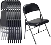 Simpli-Magic 6 Pack Black Padded Folding Chairs with Cushion – Durable Metal Foldable Chairs for for Indoor Outdoor Weddings, Parties, Backyard & Office Events