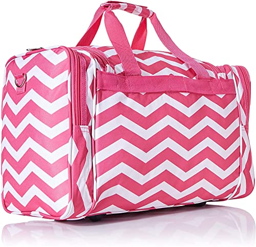 World Traveler Chevron 19-inch Duffel Bag, Fuchsia White3