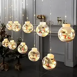 Varal De Luzes Decorativas De Natal - Lâmpadas Coloridas Em Formato De Bolas 8cm - 110/220V (3 Metros)