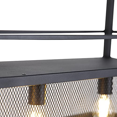 Qazqa cage rack - Lampada a sospensione tavolo soggiorno Industriale - 4 luce - L 100 cm - Nero - Industriale - Soggiorno I Camera da letto I Sala da Pranzo I Cucina
