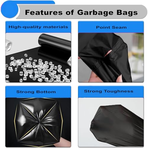 Image of ELLA Garbage Bags 17x19 Inches | 360 Bags (12 Rolls x 30) | Black | Small | Durable Leak-Proof Dustbin Covers for Home, Kitchen, Bathroom & Office | Free Check Duster Cloth