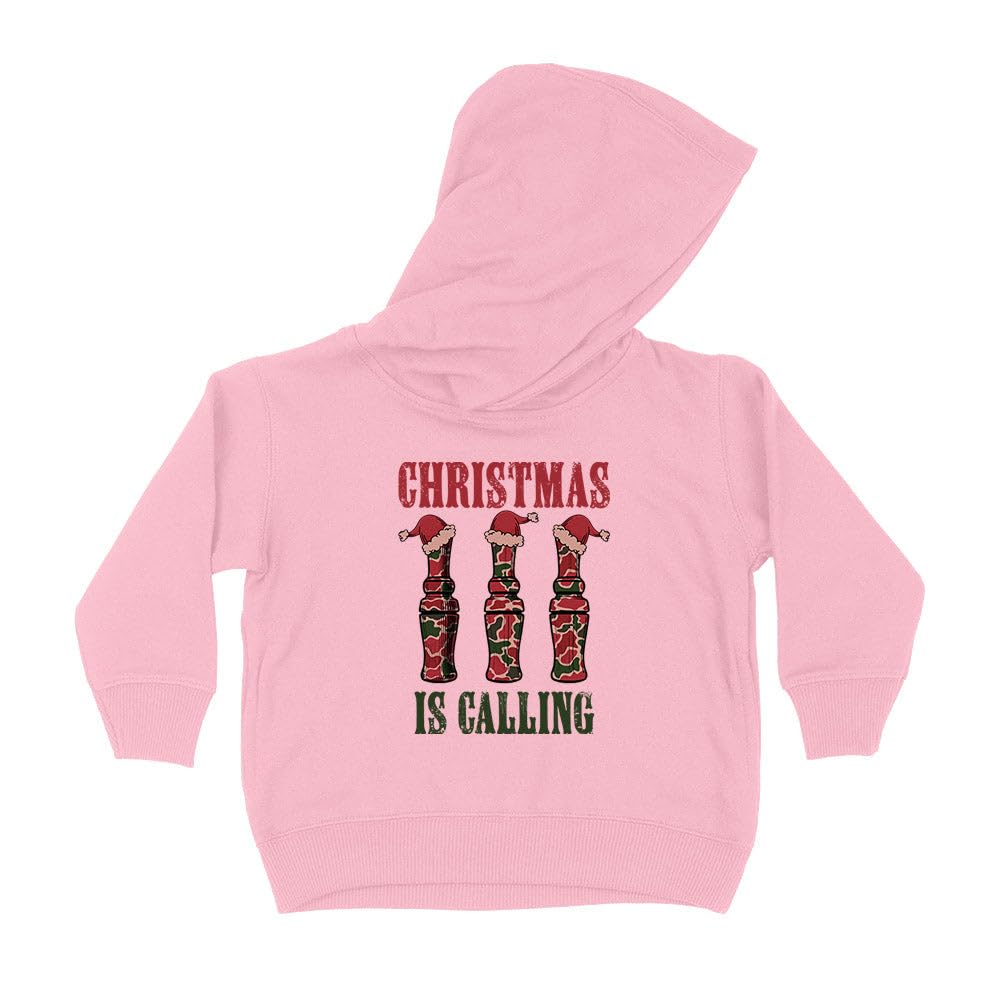 Duck Calling Christmas Kids Hoodie Sweatshirt Toddler 5T Light Pink