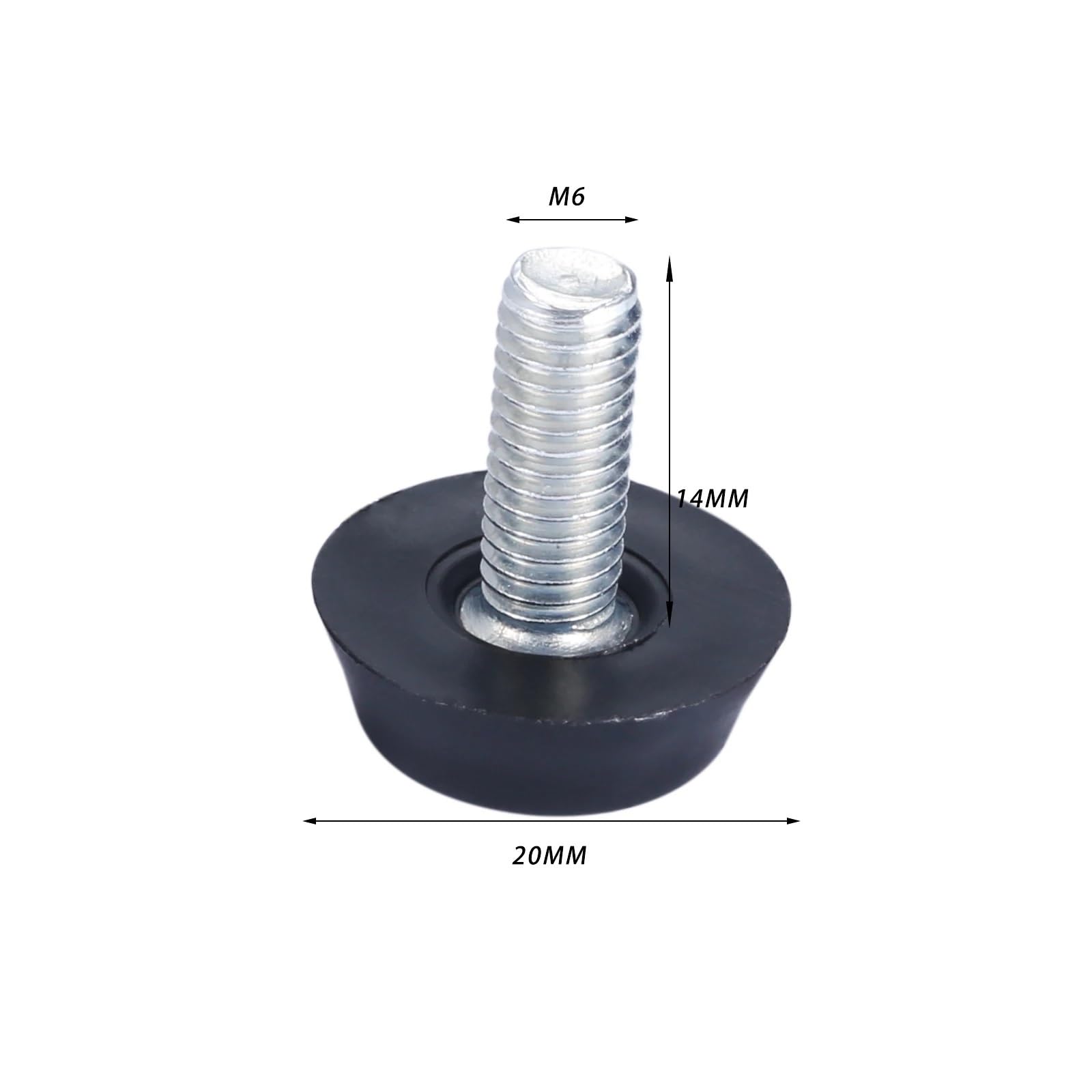 Gambe di ricambio per mobili per divano, armadio, tavolo, piedini di livellamento a vite, 100 pezzi/lotto, gamba di livellamento regolabile per sedia, M6, M8, bullone sul cuscinetto e(M6X19mm)