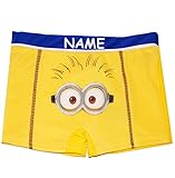 alles-meine.de GmbH Badehose / Badeshorts - Minion Gesicht - Ich einfach unverbesserlich - incl. Name - Größe 4 bis 5 Jahre - Gr. 110 bis 116 - für Jungen Kinder Badepants - ..