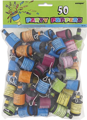 Multicolor Party Poppers - Pack of 50 - Fun and Easy to Use Perfect for Celebrations and Special Occasions