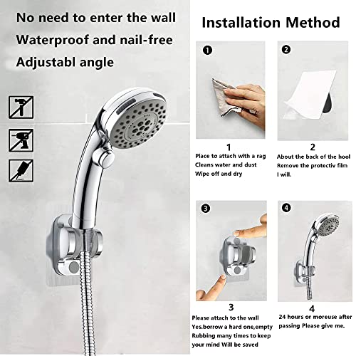 Shower Head With Handheld, High Pressure 8'' Rainfall Stainless Steel Shower Head/Handheld Shower With On/Off Pause Switch Shower Combo With Hose,Adhesive Shower Head Holder #TOP4