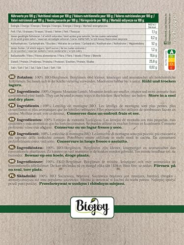 Biojoy BIO-Linsen braun (1,5 kg), getrocknet und ganz, Berglinsen, ohne Zusätze