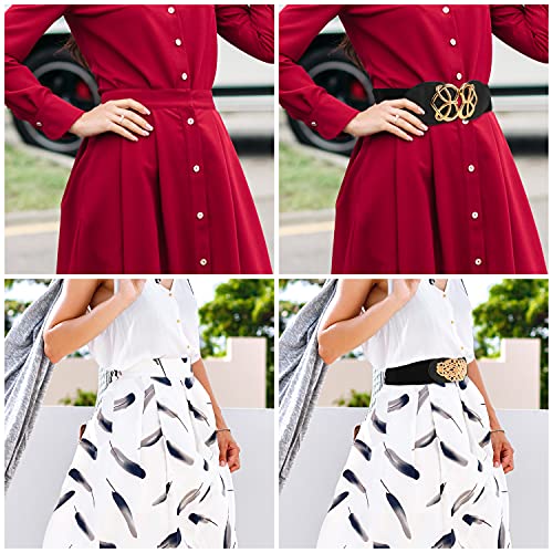 Belle Vous Zwarte Vintage Elastische Stretch Taille Riemen Voor Dames (4 Stuks) - 4 Stijlen - Brede Retro Mode Tailleband Riemen voor Jurken - Image 7