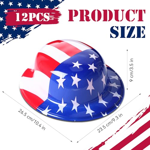 Image of Shyyween American Flag Plastic Hats Patriotic 4th of July USA Party Accessories Red White and Blue Hats for Independence Day