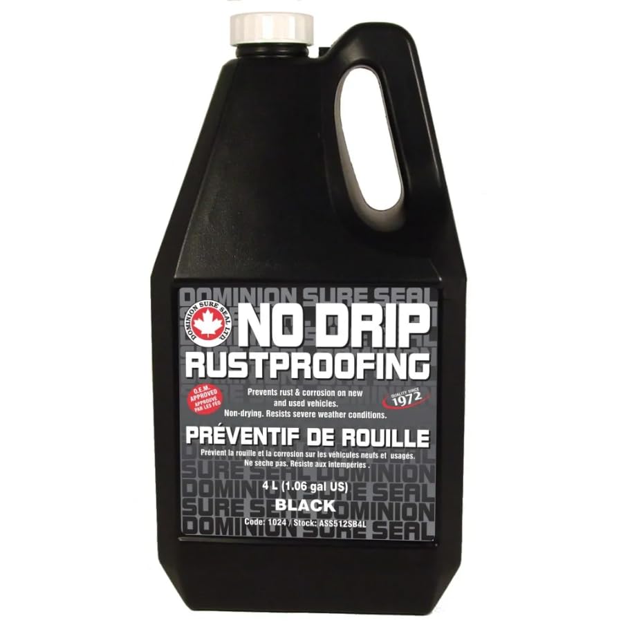 Dominion Sure Seal - No Drip Rustproofing Oil - Prevent Rust, Anti-Corrosion on Any Car - Non-Drying, Corrosion Inhibitor & Remover - Easy Apply, Safe Formula Liquid - Black - 4L (1.06 gal)