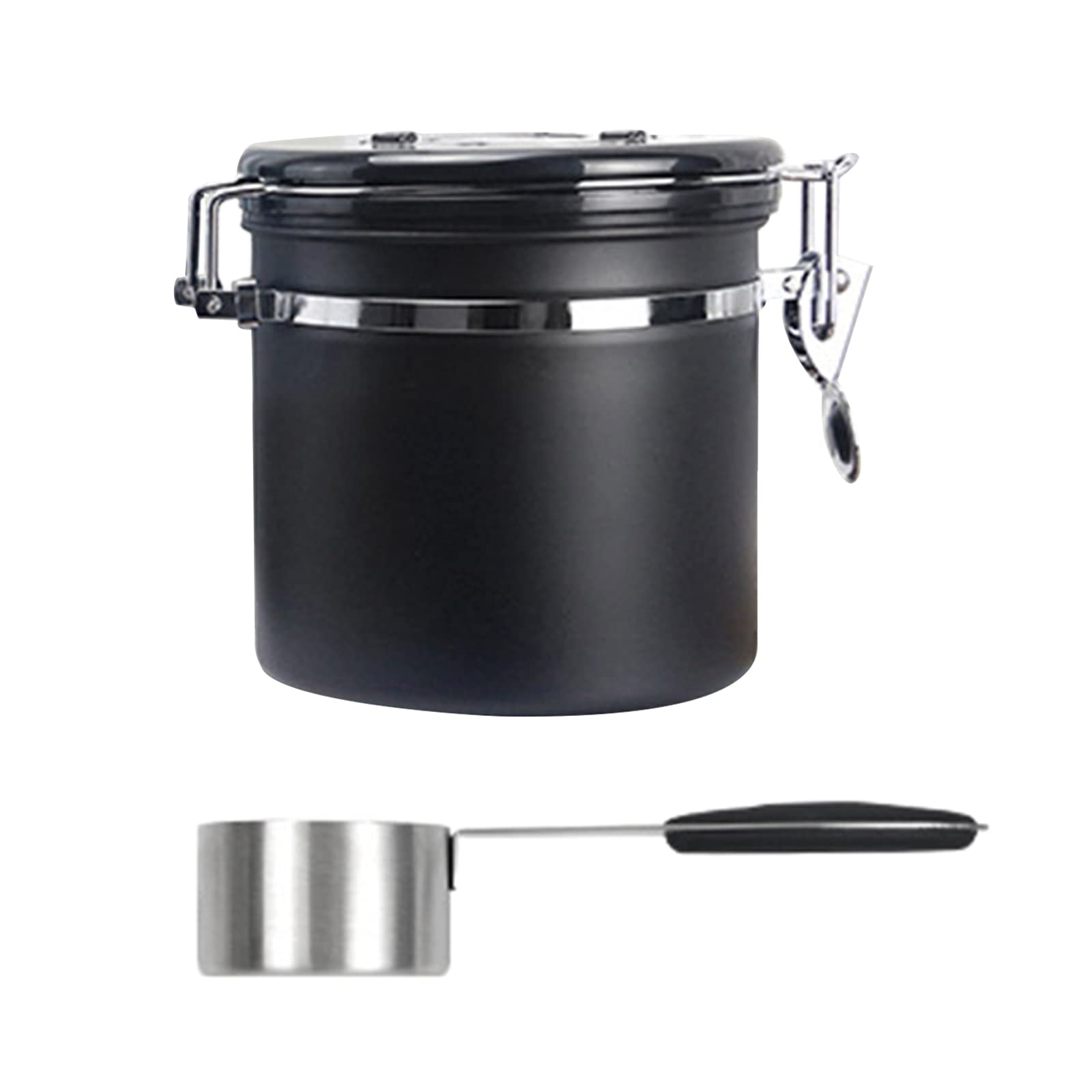 Tsophreniq 1.2L Coffee Canister Airtight Stainless Steel Container with Date-Tracker Measuring Scoop Bean Sealed Jars Containers