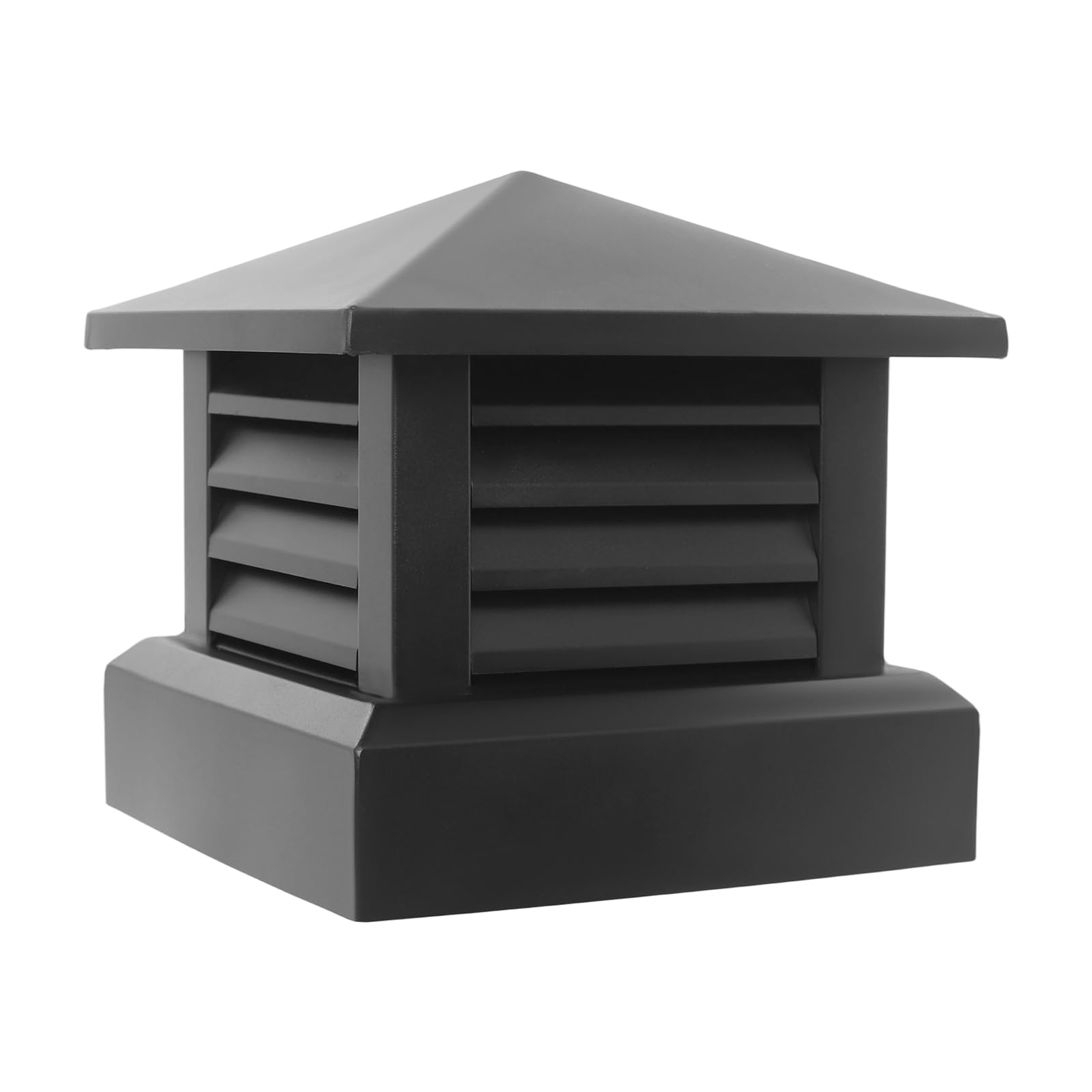 Cubierta de chimenea cubierta cuadrada impermeable exterior de aleación de aluminio con forma de pirámide para chimeneas 35 x 35 cm negro