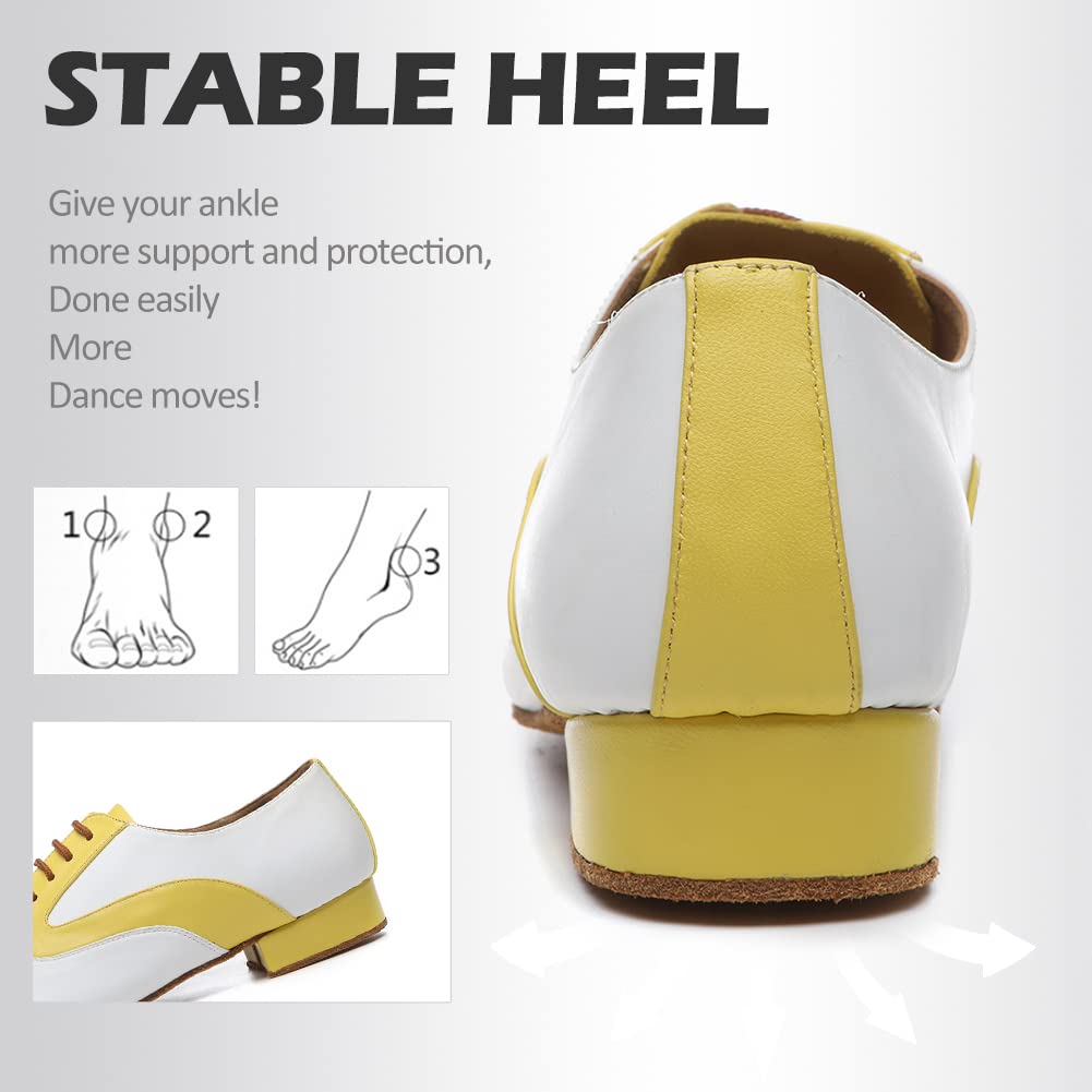 Zapatos de Baile de Salón de Cuero para Hombres Tacón Bajo Práctica L147