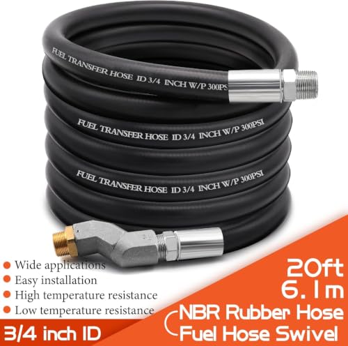Image of 3 /4 inch Fuel Transfer Hose 20FT,Farm Pump Hose with 2PCS Swivels for Gasoline