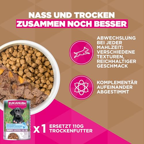 Eukanuba Welpenfutter getreidefrei mit Fisch für große Rassen, Premium Trockenfutter ohne Getreide für Junior Hunde, 12 kg