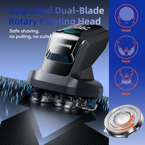 Image of kensen 7D Head Shaver Replacement Head - Electric Shaver Replacement Head 7 Heads for Bald Men Wet and Dry for kensen Series S32 Head Shaver