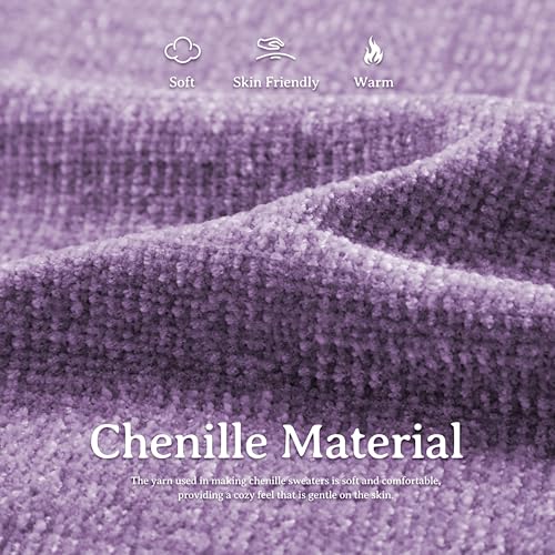 Image of Simple&Opulence Women's Chenille Sweater Crewneck Long Sleeve Pullover Ribbed Cuff Hem Round Neck Jumper Tops