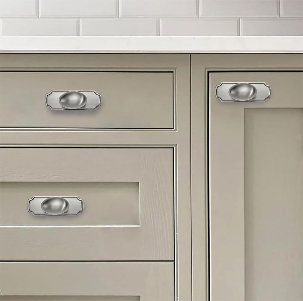 khtumeware 10 Pack Brushed Satin Nickel Cabinet knobs with blackplate Solid Heavy Duty Bifold Closet Door Knobs with Backplate Hardware for Kitchen Bathroom and Dressing Table