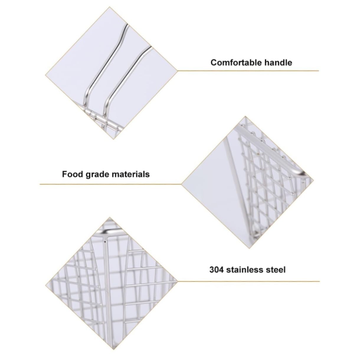 Cestini per Alimenti Famiglia Cestello for friggere, scolapasta a Maglie quadrate for Patate Cestello Friggitrice