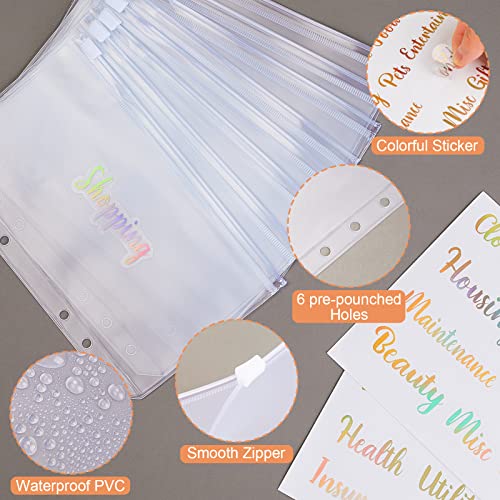Fioday Budget Binder Money Organizer For Cash Vintage 8Pcs Budget Binder With Zipper Envelopes 12Pcs Expense Budget Sheets 28 Stickers Cash Envelopes For Budgeting And Saving Money #TOP3