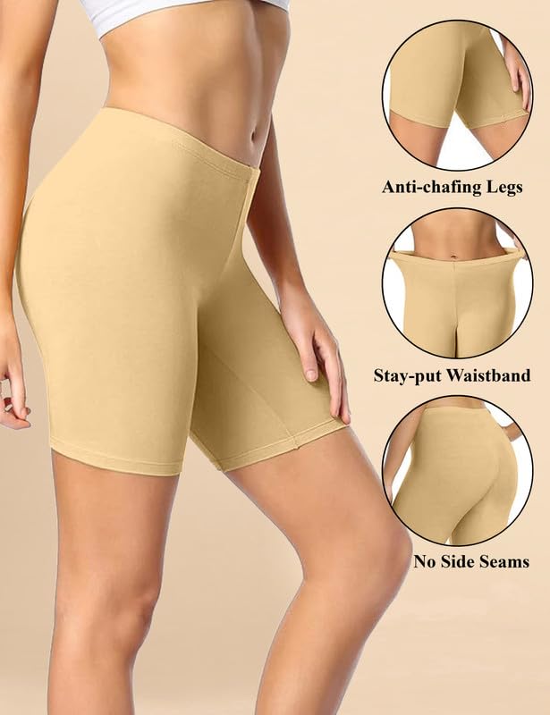 Image of TRENDMALLS Women's High Coverage Super Combed Cotton Elastane Stretch Mid Waist Shorties with Concealed Waistband Cycling Short