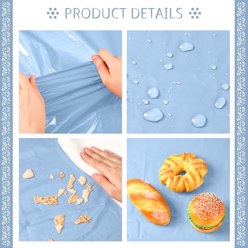 Image of Oudain 4 Pack Cielito Lindo Party Decoration Mexican Tablecloth Disposable Plastic Terracotta Mexican Cielito Lindo Baby Shower Table Decor Wedding Birthday Party Decorations(Floral,Blue)