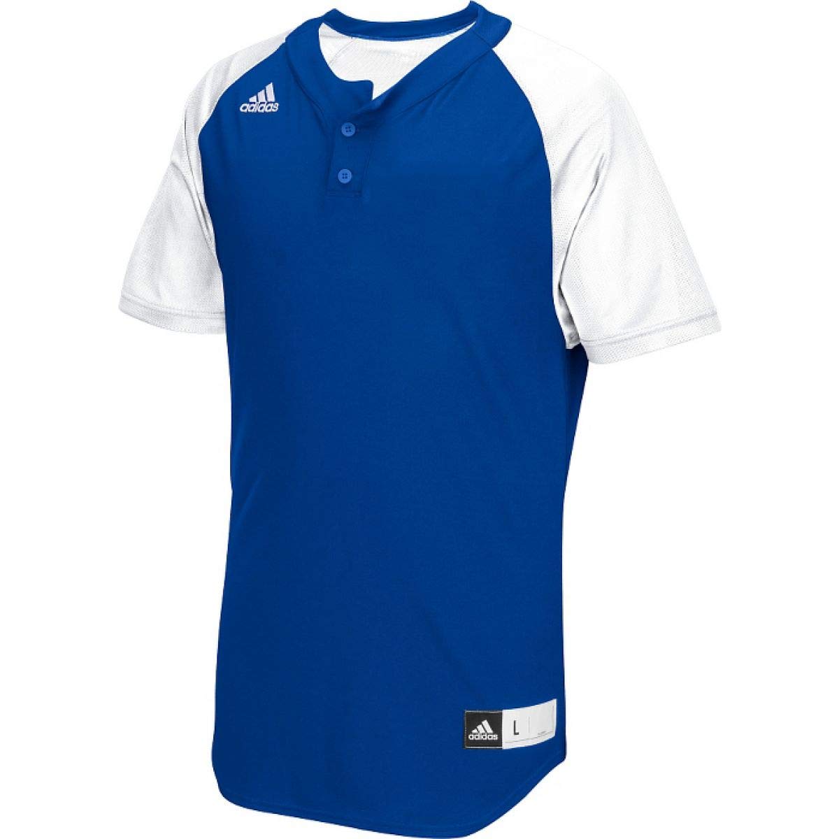 adidas Mens Diamond King 2.0 2-Button Henley Baseball Jersey Royal-White